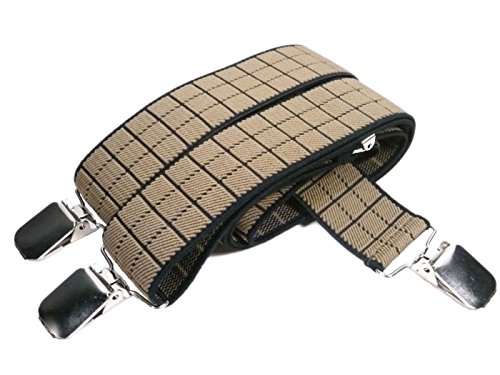 Olata Tirantes Formal, Y-Forma' (35mm) con Patrones - Negro con Crema Cuadrados