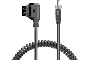 Alvin's Cables D-Tap auf DC 5.5 2.1 Locking Strom-Spiralkabel für Atomos Ninja V | Shogun, Hollyland Mars 400s Monitor, Blackmagic Video Assist 12G| Micro 4K G2
