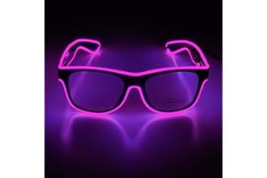 Therlan Led Brille, Neon PartyBrille, LED Party Brille Leuchten Sonnenbrille, LED Kostüme Leuchtbrille für Rave EDM Neon Party (Rosa)