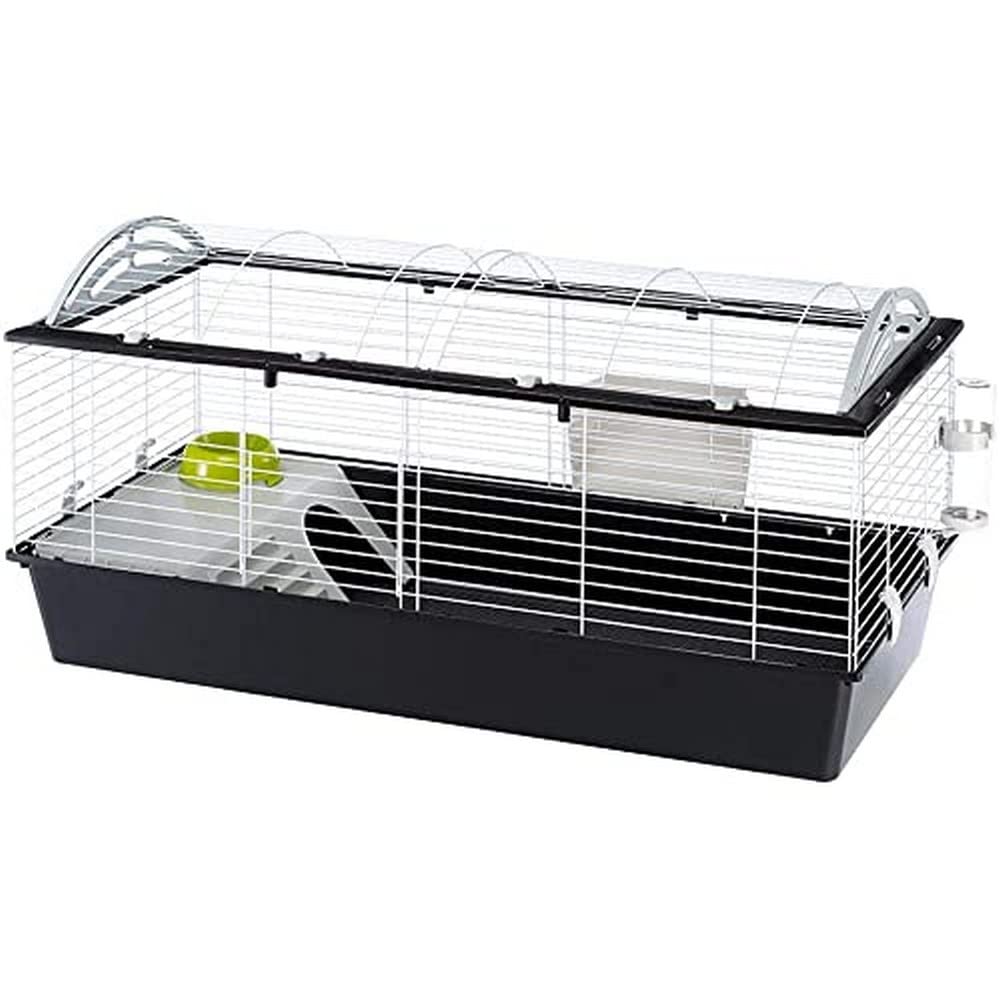 Ferplast Jaula Conejos CASITA 120 - Espaciosa, Techo Abatible, Escalera Frontal, Clips de Seguridad - Fácil Mantenimiento, Accesorios Incluidos - Eco-Sostenible - 119 x 58 x h 60 cm