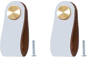 BOOLSFMAM 2 maniglie in pelle, 6,4 x 2,5 cm, fatte a mano, per armadi