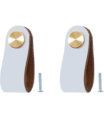 Maniglie In Pelle Per Mobili - 4 Pezzi Bianchi 20x2,5 Cm. Per Cucina, Armadi, Comò. Design Industriale E Morbido Al Tatto! - Foto 3