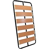 MUEBLIX.COM | Wide Slat Bed Frame 90 x 190 cm | Slatted Base Without Legs | 17 cm Poplar Wood Slats and Steel Tube Frame | Us