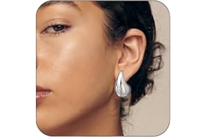 SIXDUTON Boucles d'oreilles Créoles Épaisses, 18K Boucles d'oreilles Femme Or Larme Des Goutte d'eau, Boucles d'oreilles pour Femmes Hypoallergénique
