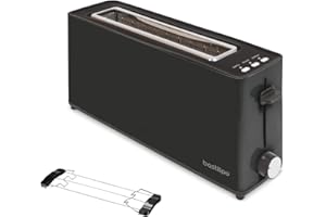 Bastilipo - Tostador Firefox AN-900 Color negro, ranura larga rebanadas, 900W - función descongelar - bandeja recogemigas