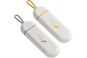 Loomify 2 Piezas Pastillero Portátil, Pastillero Pequeño de 3 Compartimentos, Pastillero Diario Portátil Organizador Píldoras, Pastillero de Viaje con Correa de Silicona (Naranja,Blanco)