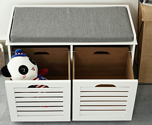 Orolay Moderne Schuhtruhe Sitzkommode Mit 2 Körben Sitzbank Schuhschrank Weiß - 3