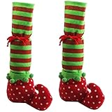 PIXNOR Un par Mesa De Navidad Pierna Cubre Elf Elfos Pies Zapatos Piernas Decoraciones Del Partido