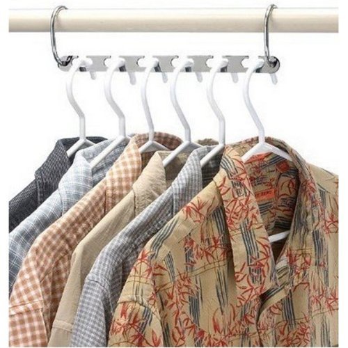 IPOW 6 Stück Metall platzsparende Raumsparbügel Kleiderbügelhalter Mehrfachkleiderbügel – Magic Kleiderbügel Garderobe Organizer – verchromt /silbern - 6