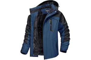 MAGCOMSEN Chaqueta Impermeable Hombres con Forro Polar para Exteriores Chaqueta Invierno Multibolsillos con Capucha