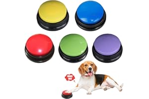 Vmxlso 5 Piezas Botones Perros Comunicación, Botones Perro, Botón de Conversación Grabable, Grabación y Reproducción Clara de 30 Segundos para Mascotas para Perro Gato Entrenamiento