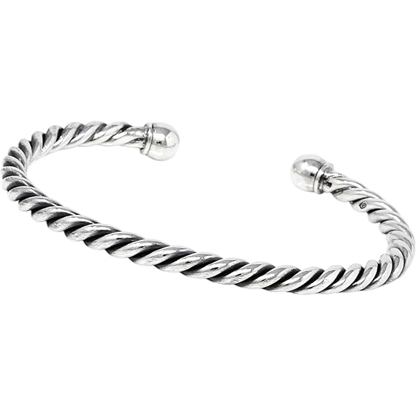 TreasureBay Bracciale Rigido In Argento Sterling 925, Aperto, Motivo Sbalzato, Per Donne E Ragazze - 18 Cm, 36,93 G