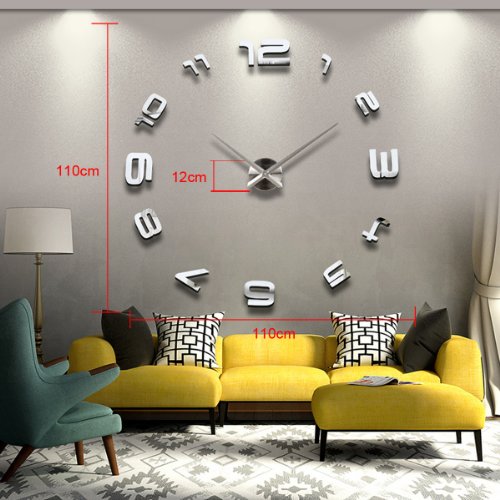 YESURPRISE wanduhr Riesige Spiegel Wanduhr Vinyl DIY Ø 130cm Große XXL Design Uhr #5 - 6