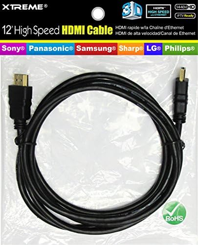 Xtreme 71142 12-Feet High Speed HDMI with Ethernet ChannelPoly Bag