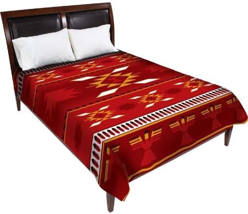 Wyndham House GFBLK487B2 Wyndham House Burgundy Native American Print Blanket