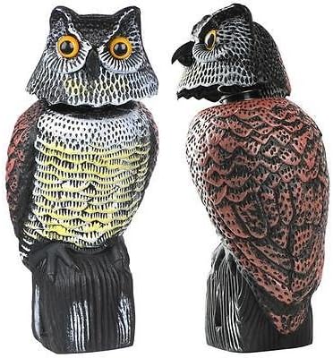 AZTK Scarecrow Fake Owl Decoy,Large Realistic Owl Decoy Rotating Head Weed Pest Control Crow Scarecrow Owl Animal Repellent Deters Birds Pests & Squirrel