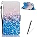 Produktbild iPhone 6 Plus/6S Plus 5.5" Hülle,Feeltech Weich PU Leder Brieftasche Tasche mit Magnetverschluss und Kartenhalter Gedrucktes Nettes Karikaturmuster,Premium Slim Flip Leather Wallet Hülle Etui with Credit Card Slots [Stand Function] Book Style Cover für iPhone 6 Plus/6S Plus 5.5" - Blaue weiße Blume