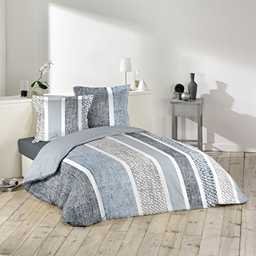 Douceur d'Intérieur Textilio Bettwäschegarnitur mit 2 Kissenbezügen, Baumwolle, mehrfarbig, Baumwolle, mehrfarbig, 220 x 240 cm