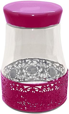 Silicone Gold Jar with Openwork, Glass, Pink, 22 x 13 x 13 cm