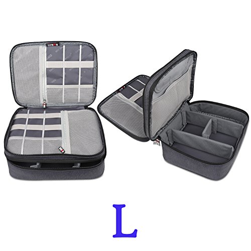 BUBM 3 Stücke Mehrfachfunktion Kabelorganiser Tasche Reisetasche mit Doppelschichten für Elektronische Zubehöre wie Netzteil, Maus und USB Stricks, Schwarz - 4