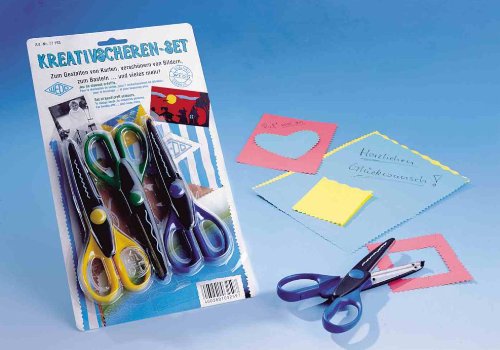 Wedo 77193 Kreativ Scheren (3er-Set, 16 cm, 3 Schnittmuster: Wellen-, Zacken- und Büttenschnitt) - 2