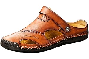 FRAUIT Sandali Uomo Pelle Cuoio Pantofole Uomini Chiuse Sabot Ragazzo Spiaggia Mare Piscina Ciabatte Uomo Estive Antiscivolo Traspirante
