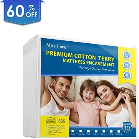 Mite Free Premium Waterproof Zippered Mattress Encasement- 360° Protection-Lab Tested Bed Bug Proof-Vinyl Free 10 Year Warranty (Queen)
