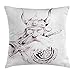 Produktbild Tattoo Throw Pillow Cushion Cover, Wise Old and Brave Viking Warrior with his Long White Beard and Armour Print, Decorative Square Accent Pillow Case, 18 X 18 inches, Dried Rose White