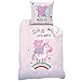 Produktbild Peppa Wutz Mädchen-Bettwäsche · Kinderbettwäsche · Einhorn & Regenbogen · Peppa Pig Super Unicorn · Wendebettwäsche · Kissenbezug 80x80 + Bettbezug 135x200 cm · 100% Baumwolle