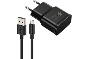HECHOBO Chargeur USB rapide avec câble de charge rapide Micro USB 2M pour Samsung Galaxy S7/S7 Edge/S6/S6 Edge/S5/S4/S3/A6/J7/J6/J5/J3/Note5/4/2/Tab 4/Tab S/S2, Compatible avec les Smartphones Android-Noir