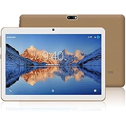 Tablets 10.1 Pulgadas Android 7.0 YOTOPT, Quad Core, 2GB de RAM, 16 GB de Memoria Interna, 3G Tablet, Dual SIM, WiFi/ Bluetooth/GPS/OTG - Oro