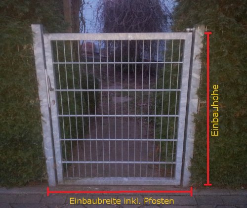 Gartentor Hoftor / Verzinkt / Tor-Einbau-Breite: 125 cm - Tor-Einbau-Höhe: 123 cm - Inklusive 2 Pfosten (60mm x 60mm) / Mattentor