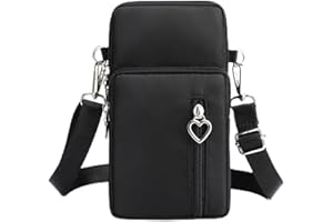 WXNPA Borsa a Tracolla, Portacellulare Tracolla Donna, Fascia da Braccio per Cellulare con Porta Cuffie per Cellulari Sotto i 7"，Nero