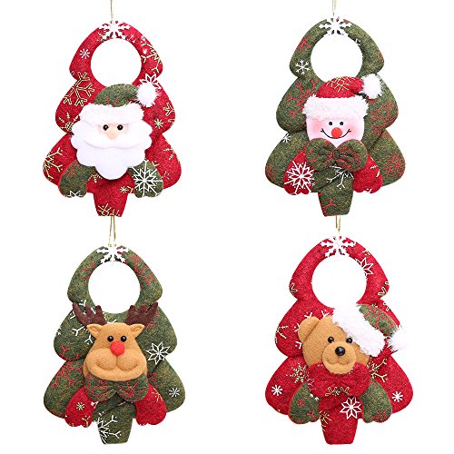 Preisvergleich Produktbild Weihnachtsbaum Deko Weihnachtsbaumschmuck 4pcs, Christbaumschmuck Handgemachte Anhänger Weihnachten Weihnachtsbaum Weihnachtsmann Schneemann Elch Bär (Weihnachtsbaum Deko 4pcs) (Weihnachtsbaum Deko)