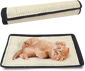 Pets Empire Sisal Mat, Sisal Mat for Cat with Magic Tape Durable Wall Mounted Scratching Pad Cardboard Scratcher Post Multifunctional for Cats to Rest Play Grind Claws