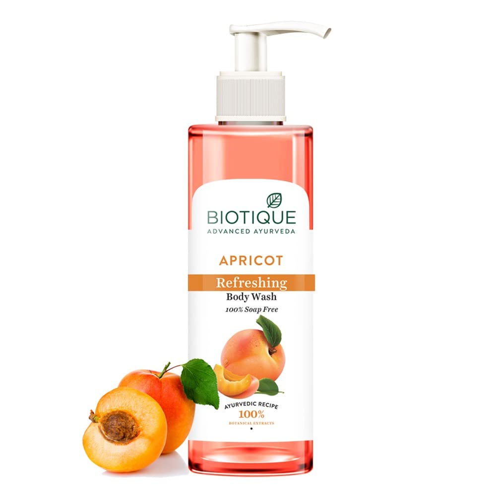 Biotique Bio Apricot Refreshing Body Wash | Keeps Skin Fresh and Clean | Brightens Skin and Reducing Dark Spots | 100% Botani