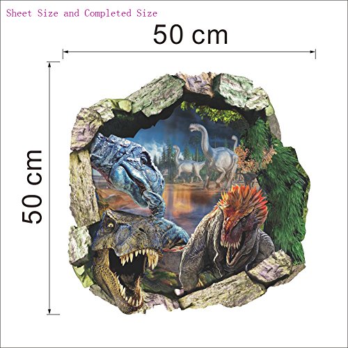 ufengke® 3D-Spezialeffekte Dinosaurier Welt Wandsticker, Babyzimmer Kinderzimmer Entfernbare Wandtattoos Wandbilder - 4