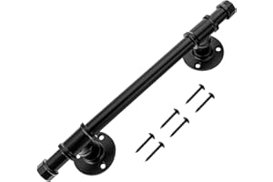 LONTAN 2 Stück Scheunentor Griff Schmiedeeisen Schiebetür Griff Schwarz 360mm Gesamtlänge Scheunentürgriff Schrankgriffe Vintage Türgriff Schwarz