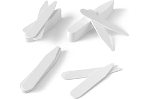 Quality Stays 250 Kunststoff Kragenstäbchen für Herren - Kragenstäbchen für Herren Hemden 4 Größen Hemdkrageneinsätze Weiß, Weiss/opulenter Garten, Mittel