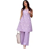 ANNI Designer Kurta Set for Women Cotton Blend Embroidered | Kurti Set for Woman | Farshi Salwar Suit Kurta Palazzo Outfit |
