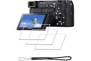 iDaPro Ochraniacz ekranu do Sony Alpha A6600 A6400 A6300 A6100 A6000 A5000 i smycz ręczna [3+1 opakowanie] Szkło hartowane Łatwa instalacja