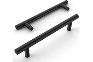 Amerdeco 12 Piezas Tiradores de Cocina 128mm Tiradores de Acero Inoxidable Negro para Armarios, Cajones y Puertas Correderas UK0009