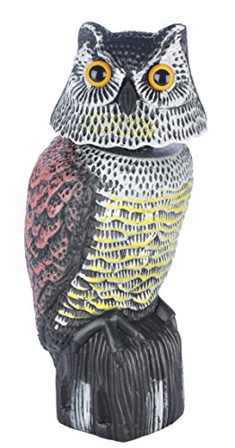 TIFANTI Buho Espantapájaros Bubo Pest Disuasión con Cabeza Giratoria para Protección de espacios exteriores búho Pest Control uso para jardín, patio, granja etc