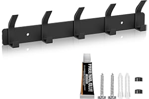 Eucomir Porte Manteau Mural, Patere Murale 5 Crochets, Porte Manteau Salle De Bain, pour Porte-Manteau Porte-Serviettes Peignoir Salle de Bain Salle de Bain Entrée, Noir