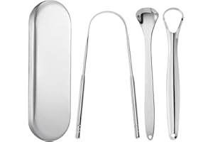 CUCKYZIRL Tongue Scraper - 3 PCs Stainless Steel Tounge Cleaners Tongue Care Tool for Oral Hygiene Health Fresh Breath | Bad Breath Treatment - Reusable Metal Tongue Cleaning Tools for Adults & Kids Silver