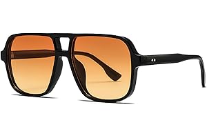 LOJUDI Retro 70s Sunglasses Womens Mens - Pilot Square Tinted Lens Oversized Vintage Ladies Sun Glasses Trendy Shades for UV400 Protection