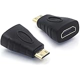 VCE 2 Pack Mini HDMI to HDMI Adapter, Mini HDMI Male to HDMI Female Converter Gold Plated 3D 4K for Camera, Camcorder, DSLR, 
