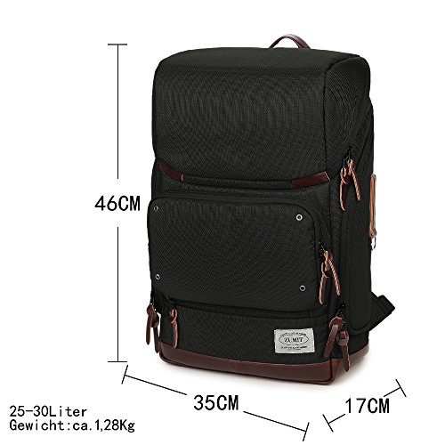 ZUMIT Laptop Rucksack 14 Zoll Damen Herren Business Travel Rucksack Studenten Backpack Taschen mit Gro  en Kapazit  t Schwarz
