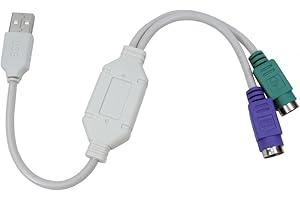 Bluecharge Direct USB Type A Male to 2 x PS/2 PS2 Keyboard and Mouse Adaptor Converter