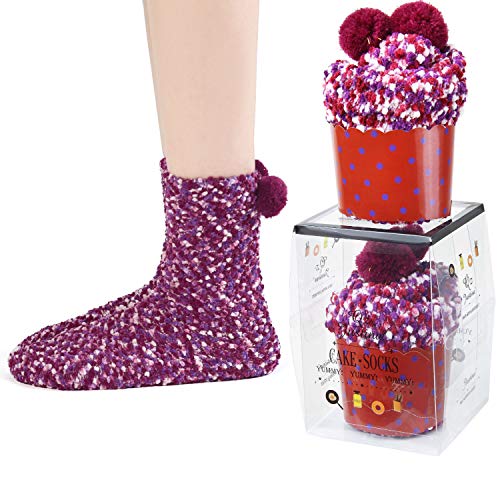 JARSEEN 2 Caja Regalo Navidad Calcetines Dia de san Valentin Super Suaves Cómodos Calentar Mujer DIY (2 Morado, EU 36-42)
